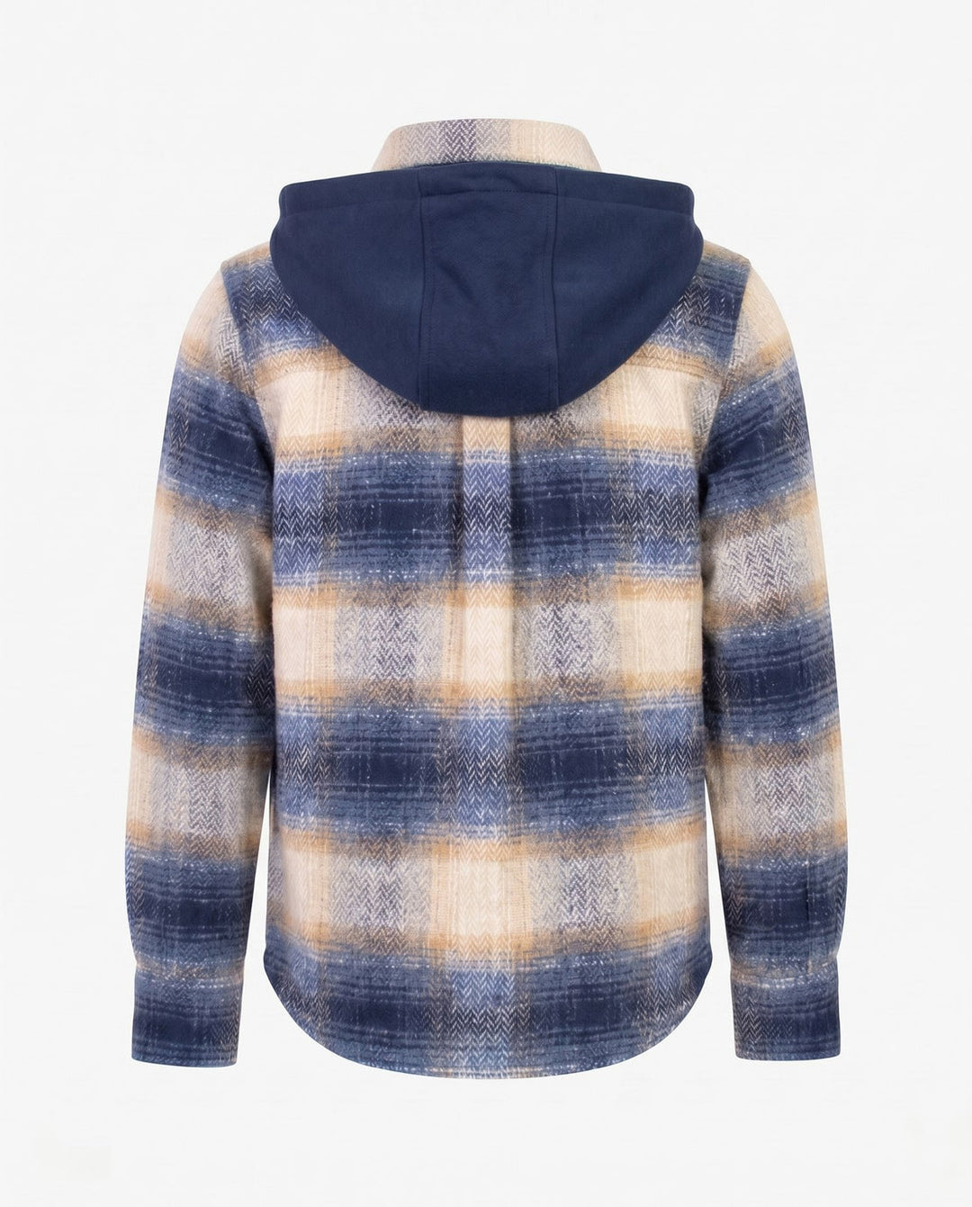 Blue Herringbone Glen Hooded Shirt back