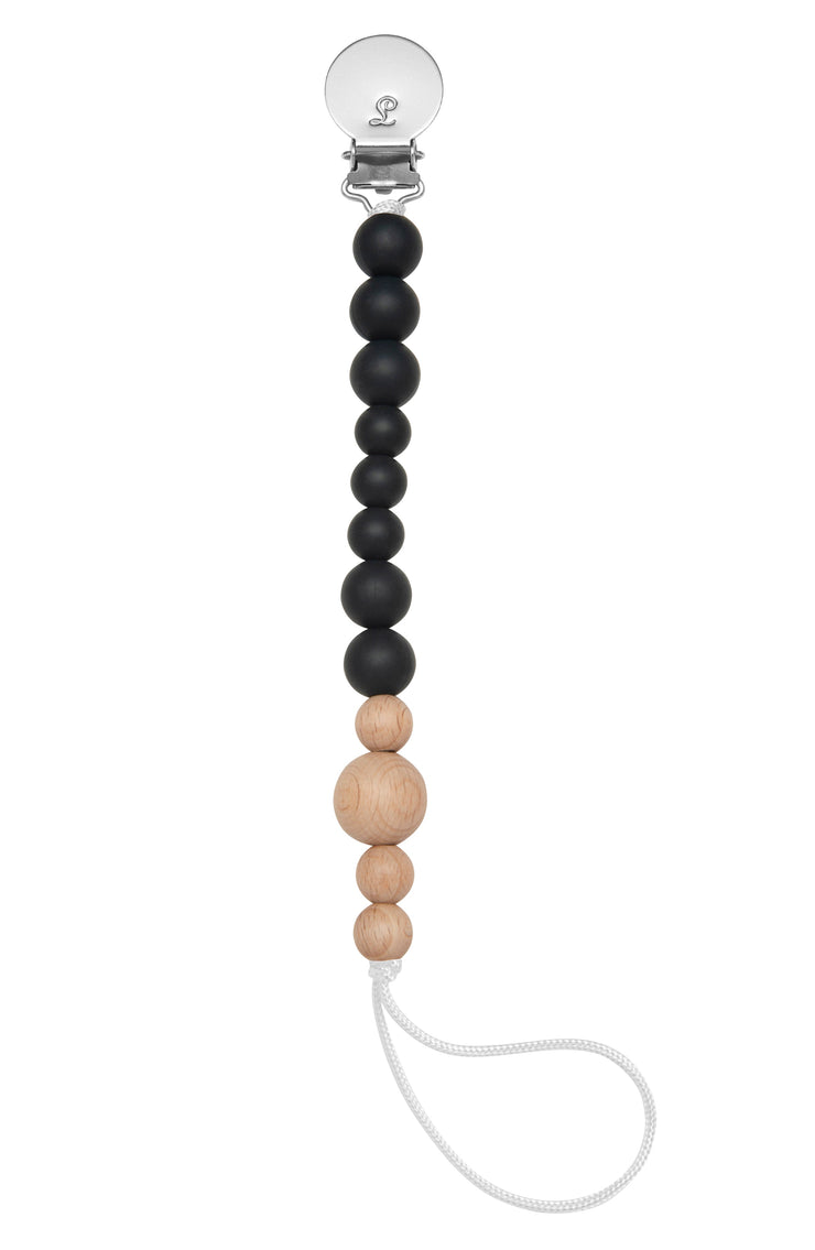 Loulou Lollipop Black Beaded Pacifier Clip