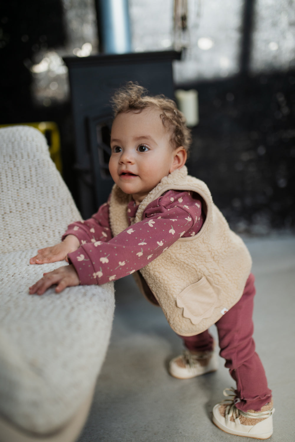 Babyface Teddy Berber Vest model standiing