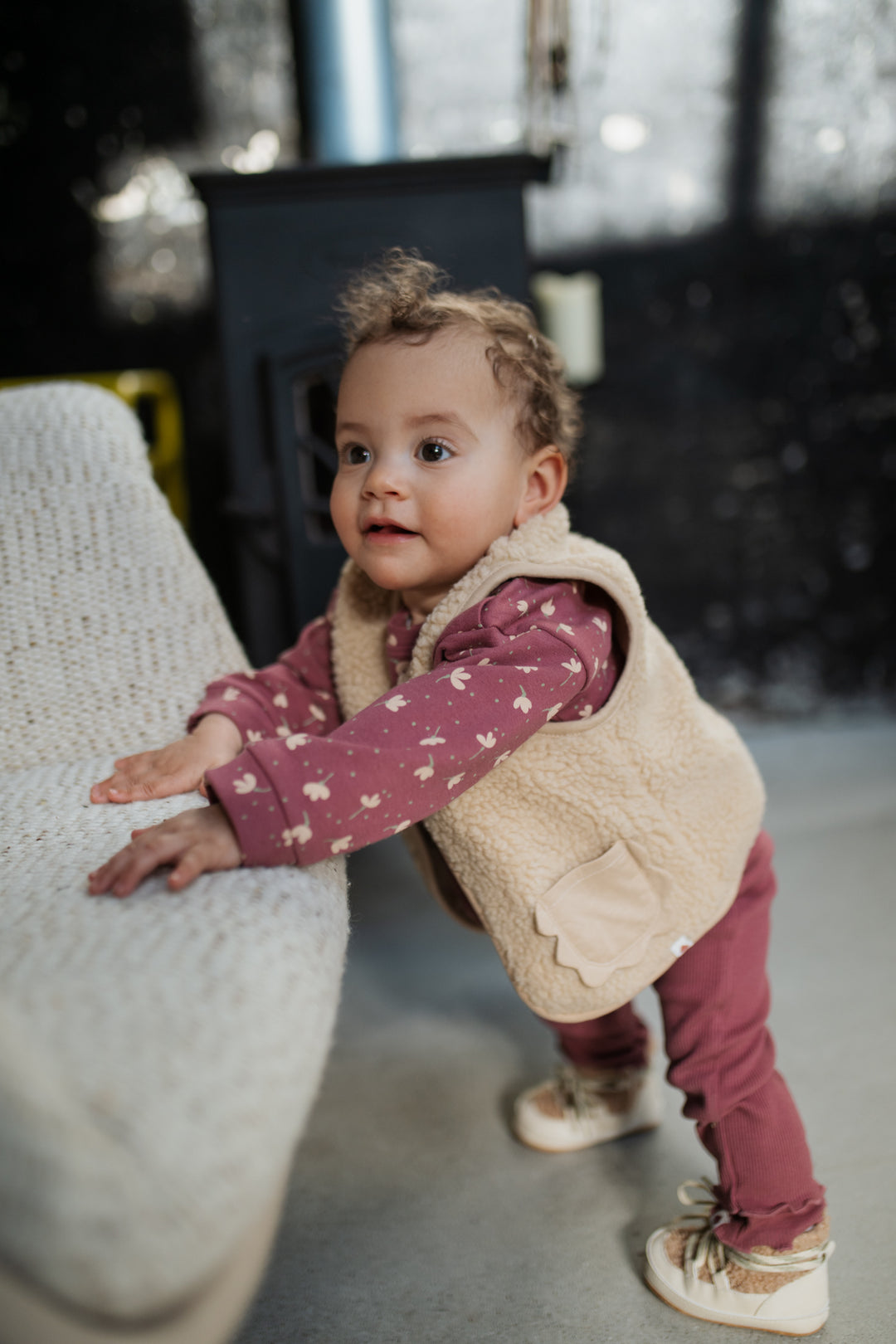 Babyface Teddy Berber Vest model standiing