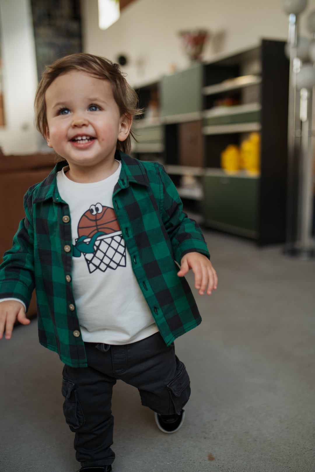 Babyface Turtle Plaid Shirt model open