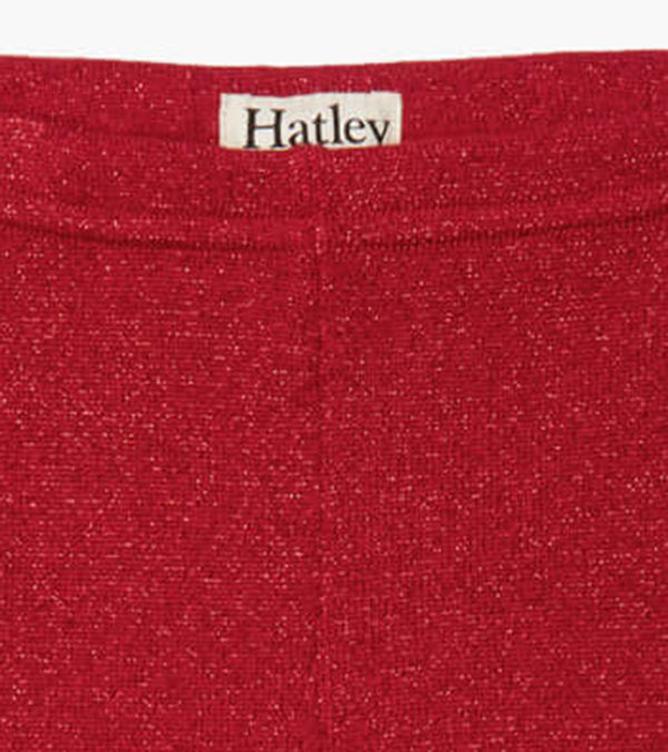 Hatley Holiday Red Cable Knit Leggings detail