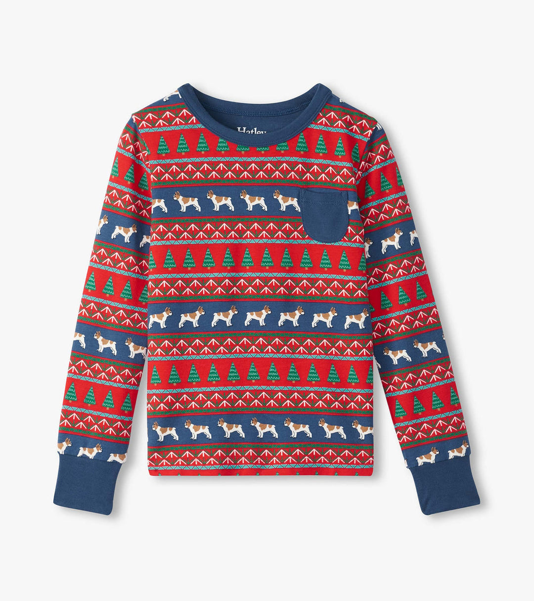 Hatley Bulldog Fair Isle Pajamas top