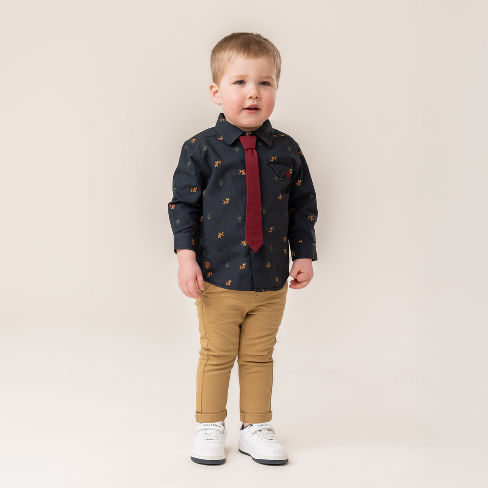 Minecraft Holidays Shirt with Tie toddler model