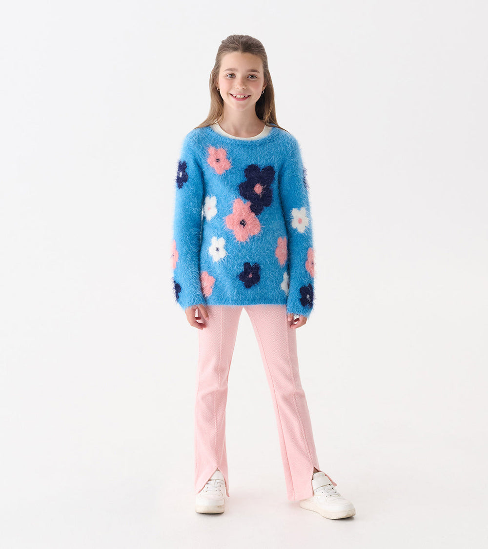Hatley Floral Cluster Furry Sweater model