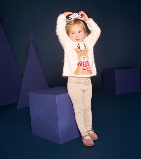Hatley Reindeer Furry Sweater model standing