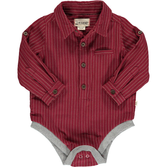 Me & Henry Jasper Bodysuit in Red Gray Stripe