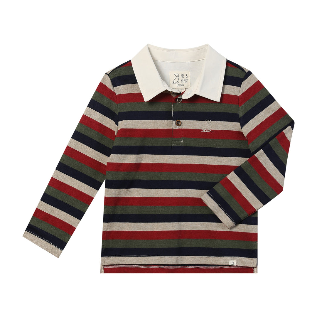  Me & Henry scrum Burgundy Multi Stripe Rugby Shirt