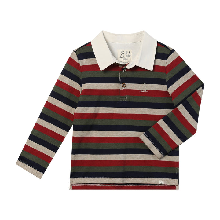  Me & Henry scrum Burgundy Multi Stripe Rugby Shirt