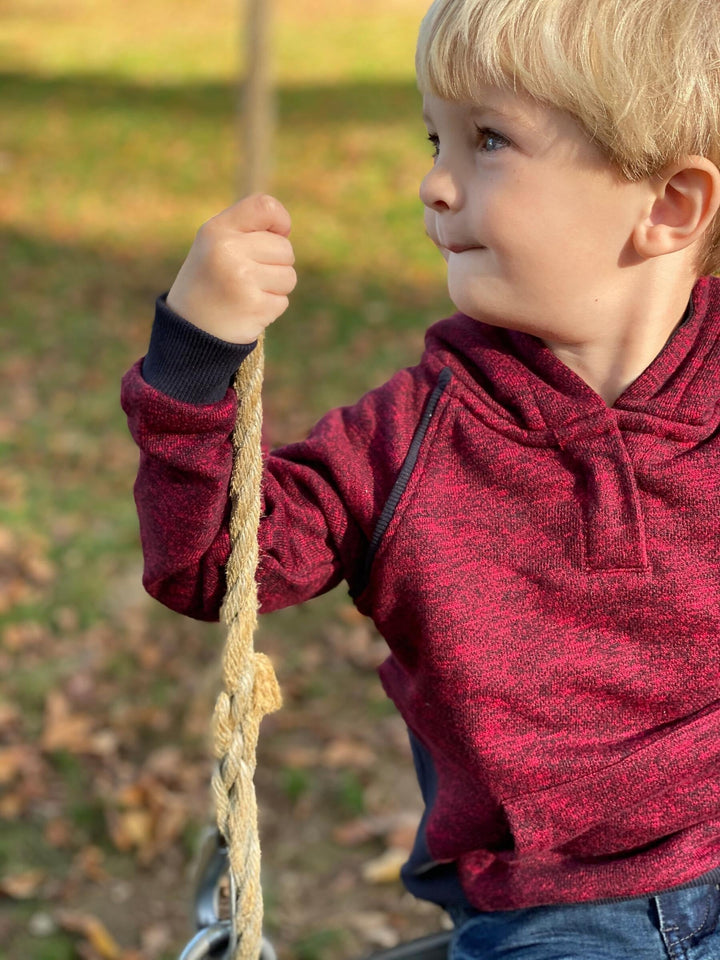 Me & Henry James Hoodie in Wine Heather model