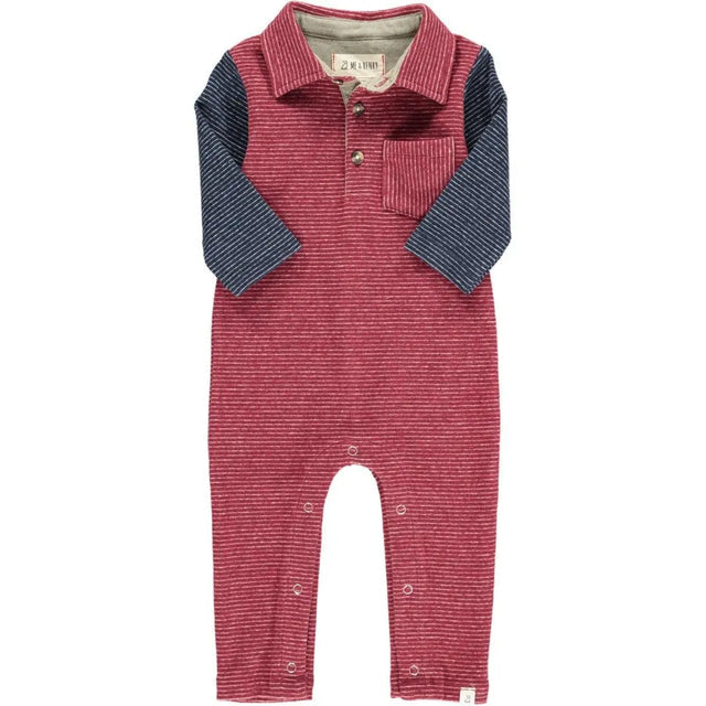 Me & Henry Arlington Polo Romper In Wine