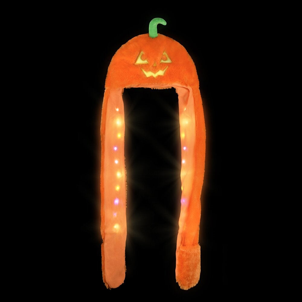 Light-Up Jack O Lantern Scarf Hat on