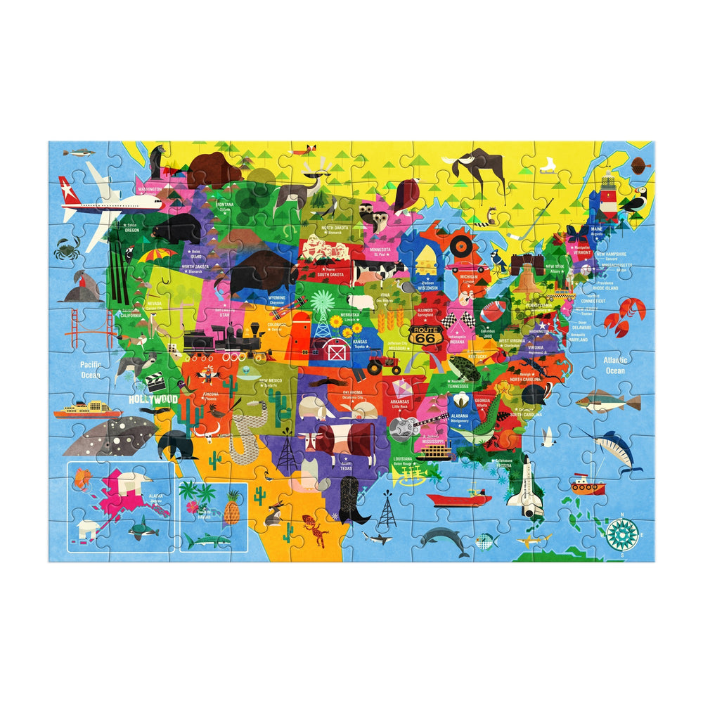 Mudpuppy Map of the USA 100 Piece Puzzle completed