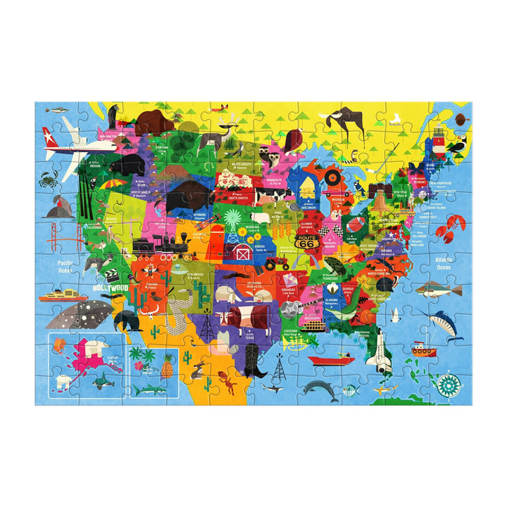 Mudpuppy Map of the USA 100 Piece Puzzle completed