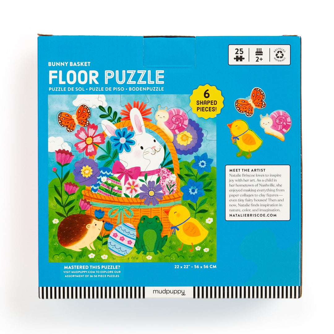 Mudpuppy Bunny Basket Floor Puzzle back