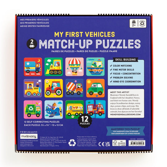 Mudpuppy My First Vehicles Match Up Puzzle pieces back