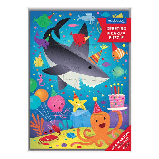 Shark Party Puzzle Card
