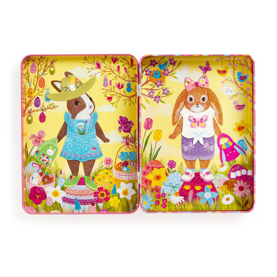 Mudpuppy Garden Bunnies Magnet Tin Figure blue dress