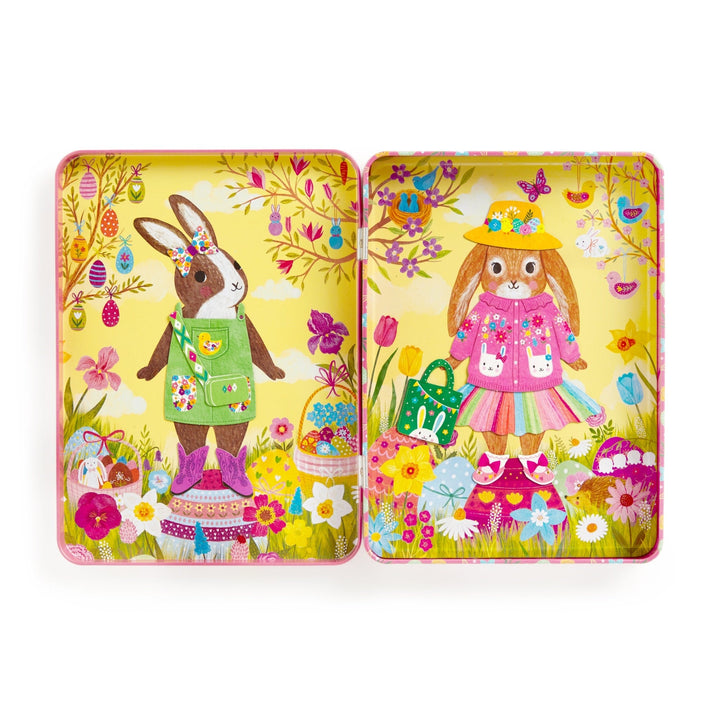 Mudpuppy Garden Bunnies Magnet Tin Figure green dress