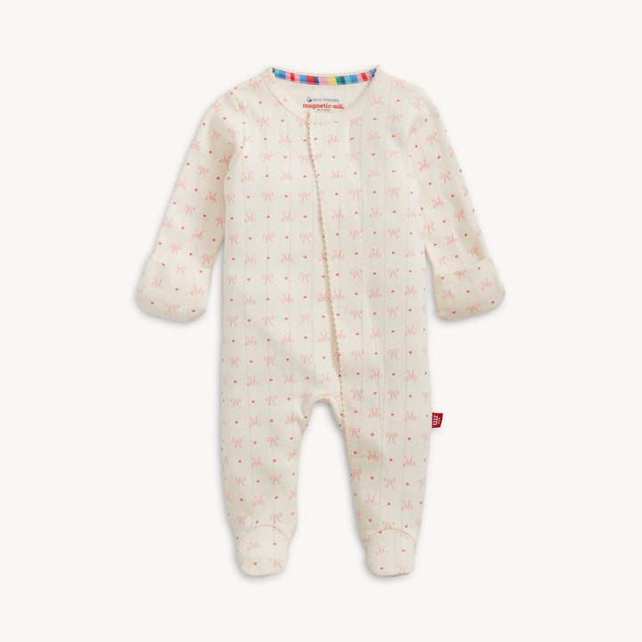 Magnetic Me Heart & Bow Pointelle Footie cuffed