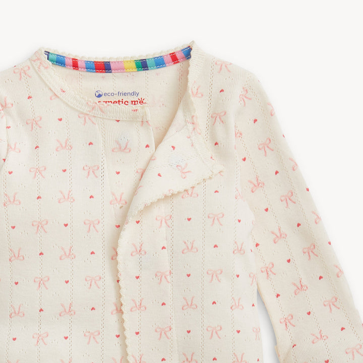 Magnetic Me Heart & Bow Pointelle Footie detail
