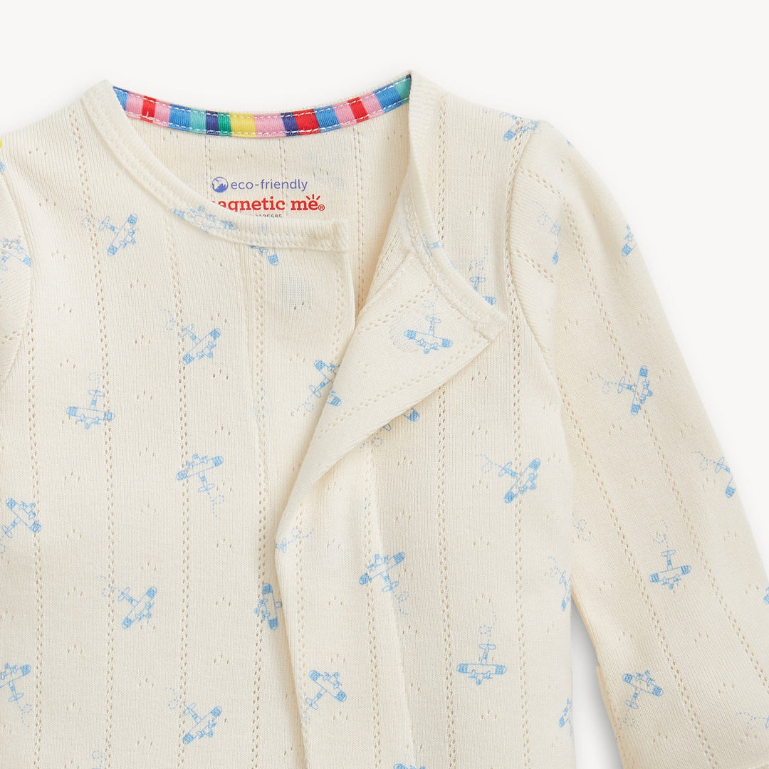 Magnetic Me Airplanes Pointelle Footie detail