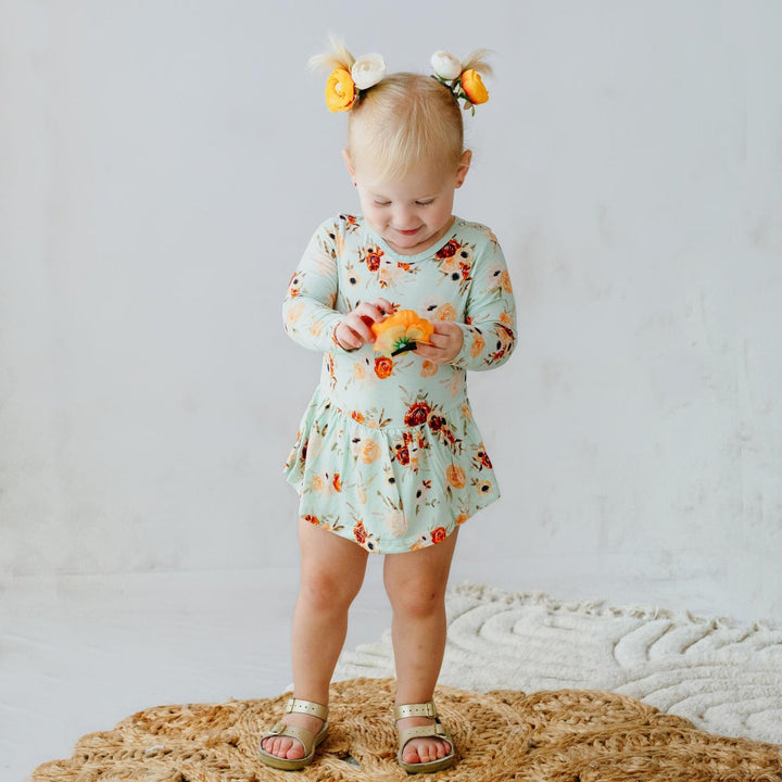 Kickee Pants Fall Floral  skirted romper model flower