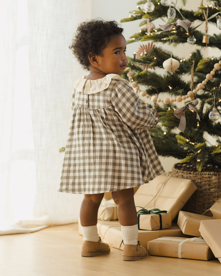 Quincy Mae Forest Check Callie Dress model back