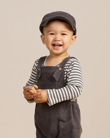 Quincy Mae Indigo Corduroy Overalls model toddler