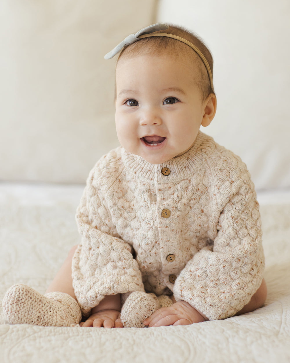 Quincy Mae Bubble Knit Cardigan model