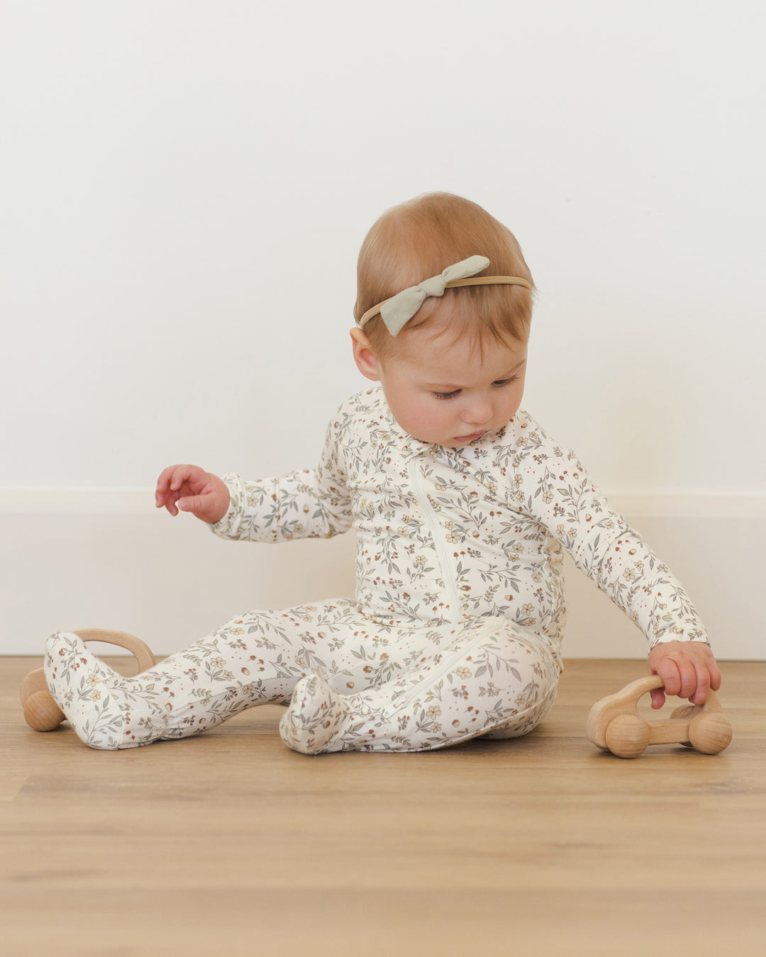 Quincy Mae Woodland Bamboo Footie model