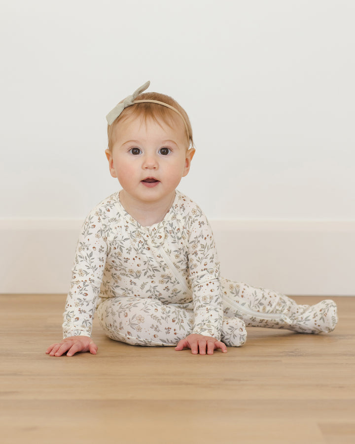 Quincy Mae Woodland Bamboo Footie model front