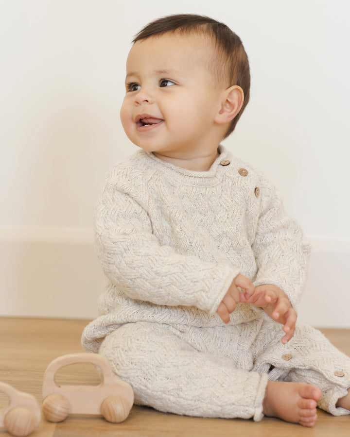 Quincy Mae Cozy Heather Knit Jumpsuit model too