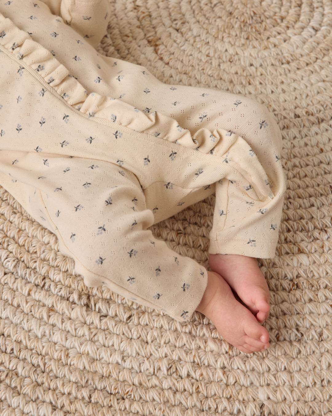 Quincy Mae Blue Ditsy Ruffle Jumpsuit feet
