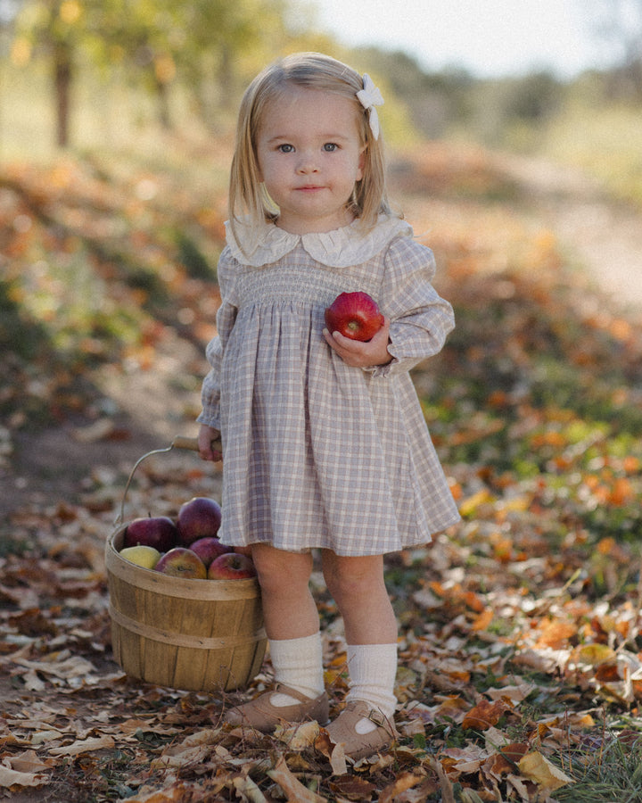 Quincy Mae Callie Blue Gingham Dress model front