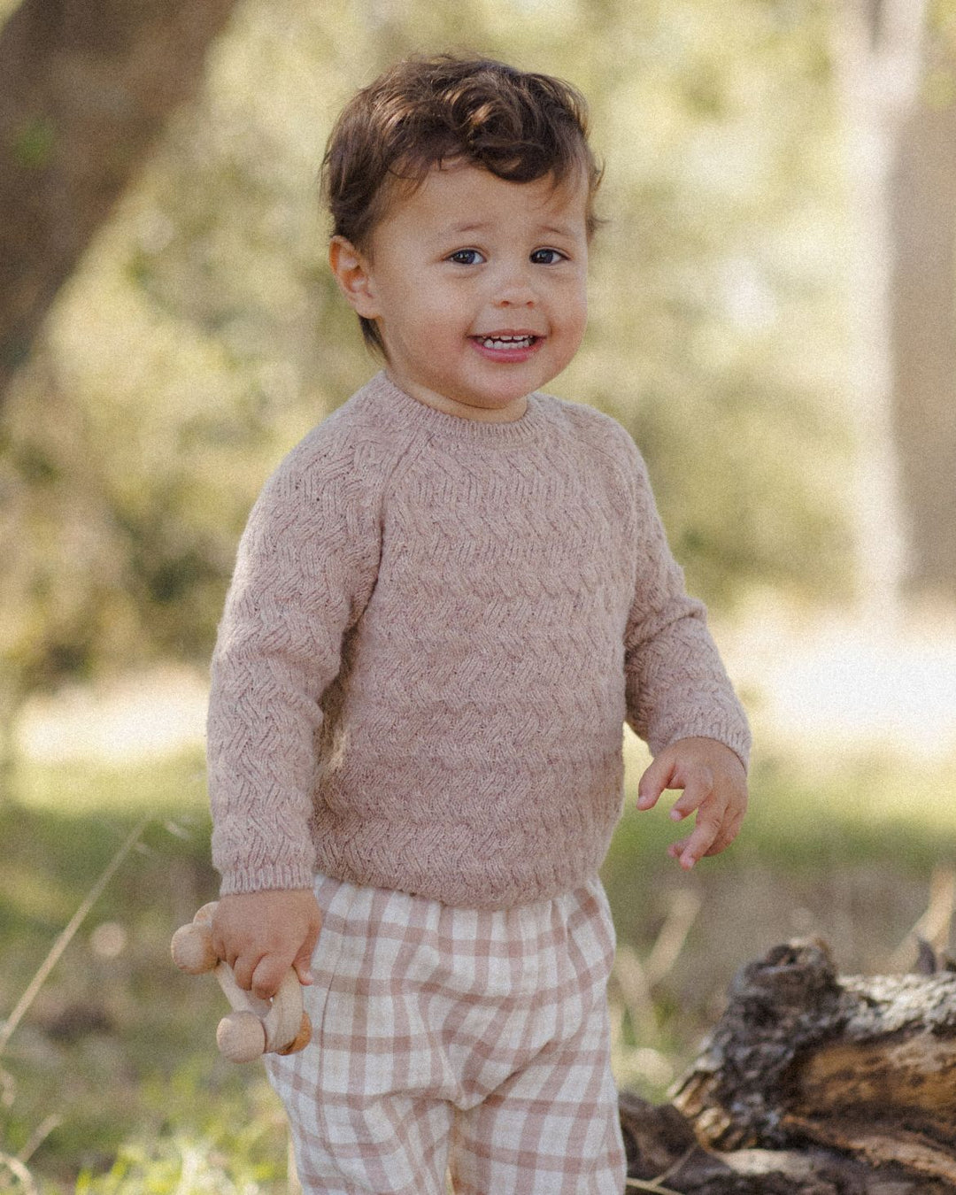 Quincy Mae Heathered Almond Sweater tree close