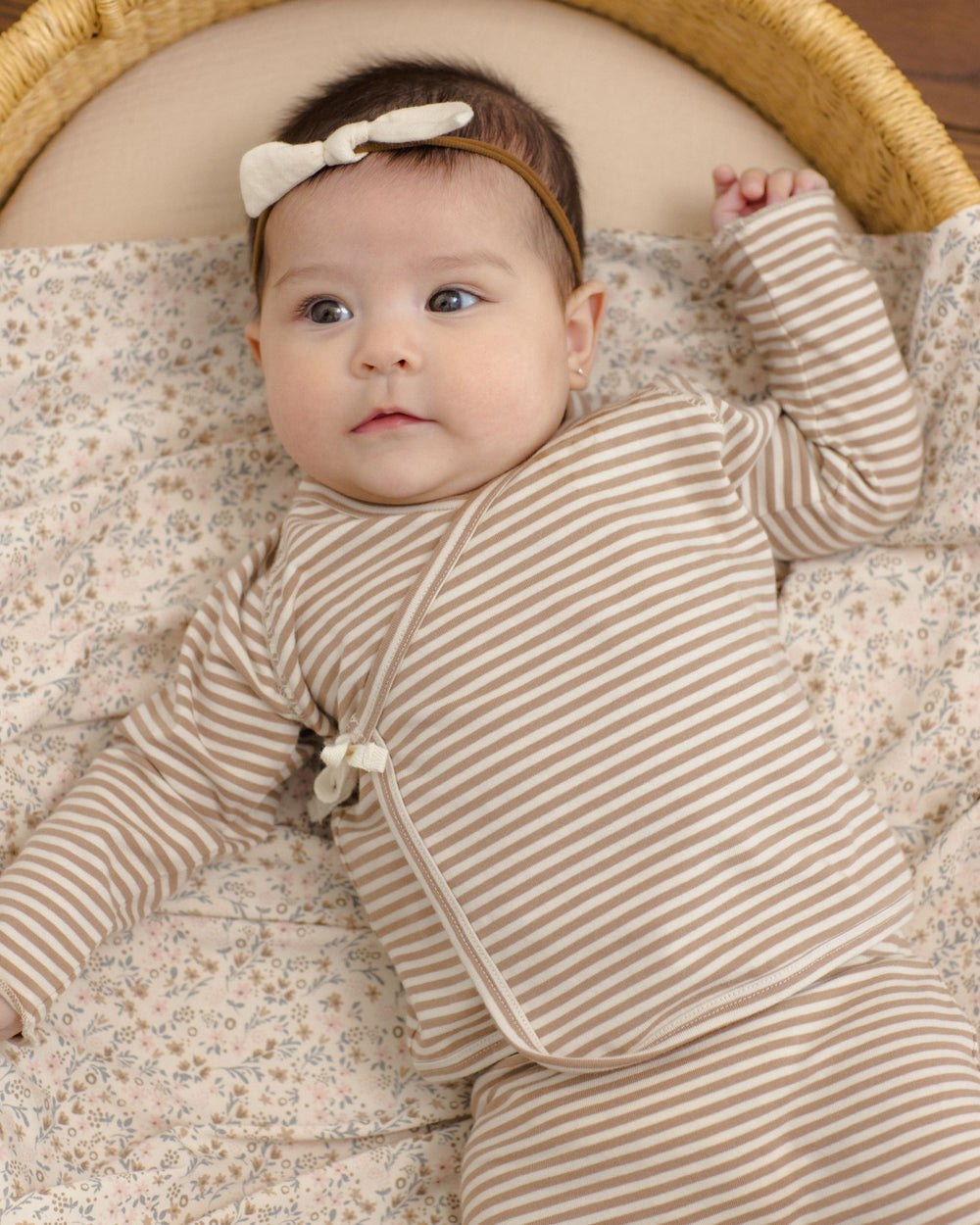 Quincy Mae Almond Stripe Wrap Top & Pant Set model
