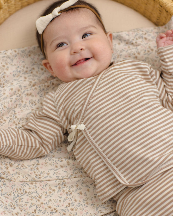 Quincy Mae Almond Stripe Wrap Top & Pant Set smile
