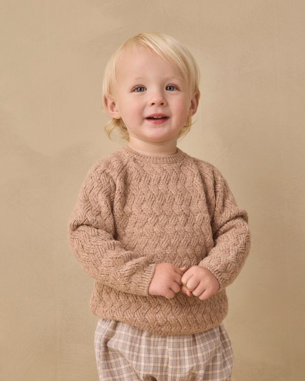 Quincy Mae Heathered Almond Sweater model