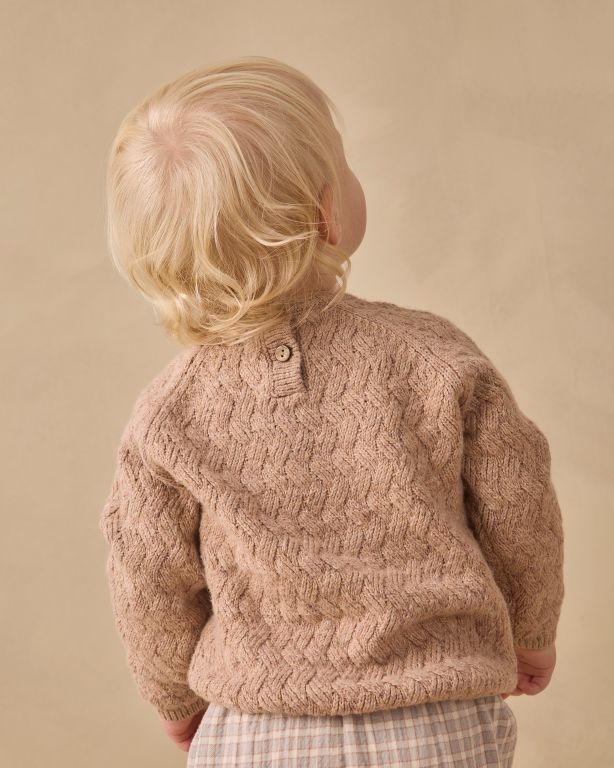 Quincy Mae Heathered Almond Sweater model back