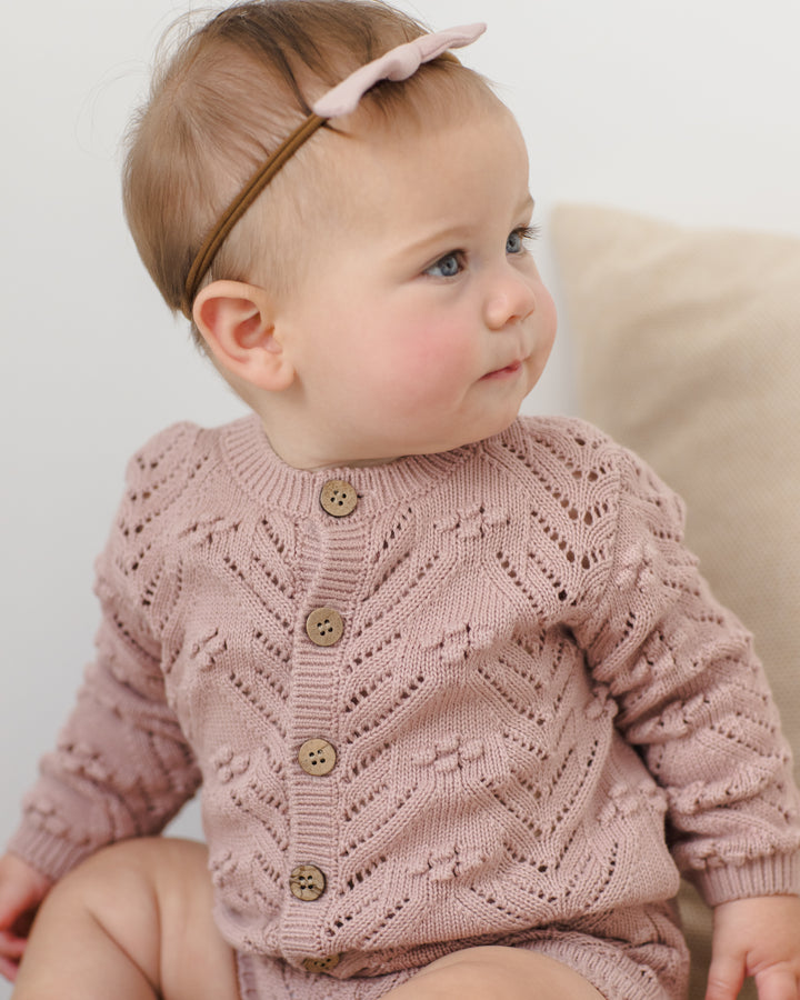 Mauve Knit Baby Cardigan