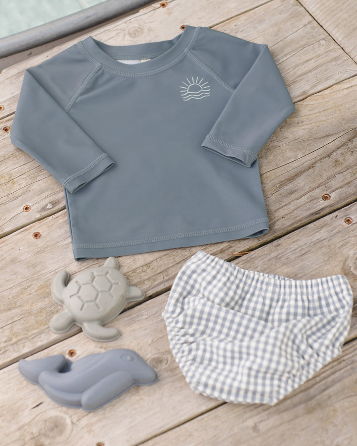 Quincy Mae Ocean Gingham Swim Diaper flats