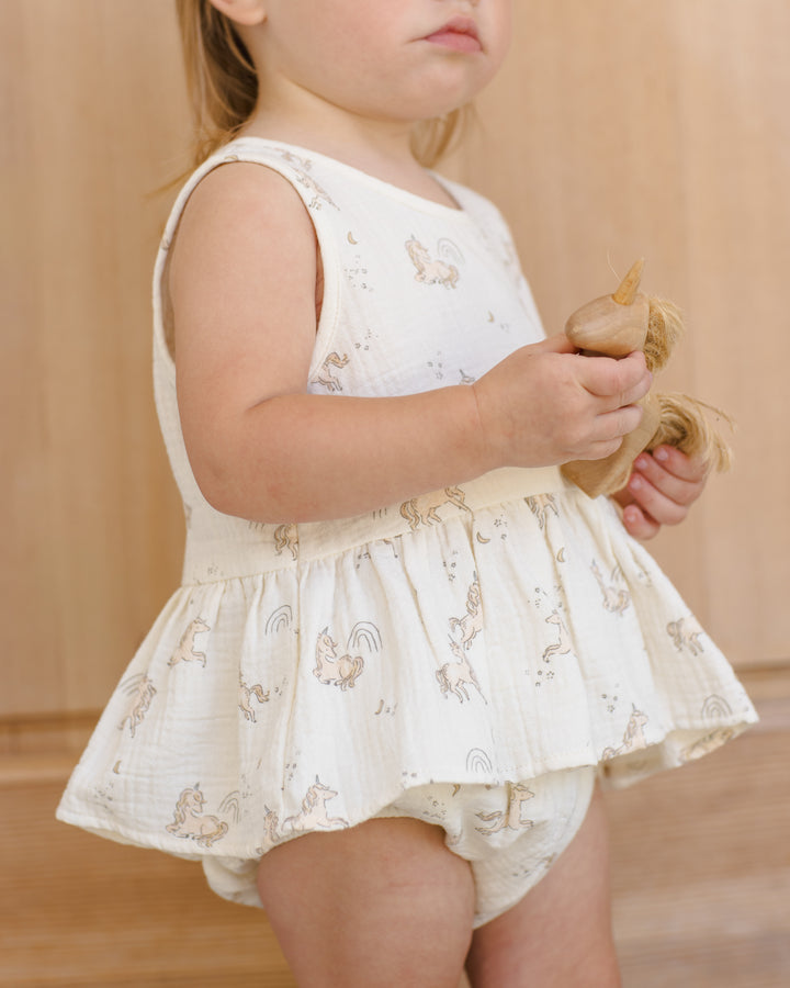 Quincy Mae Unicorns Peplum Set model close