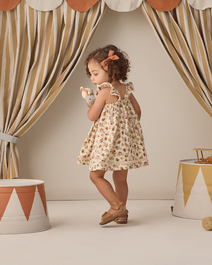 Quincy Mae Natural Bloom Ruffle Dress model back