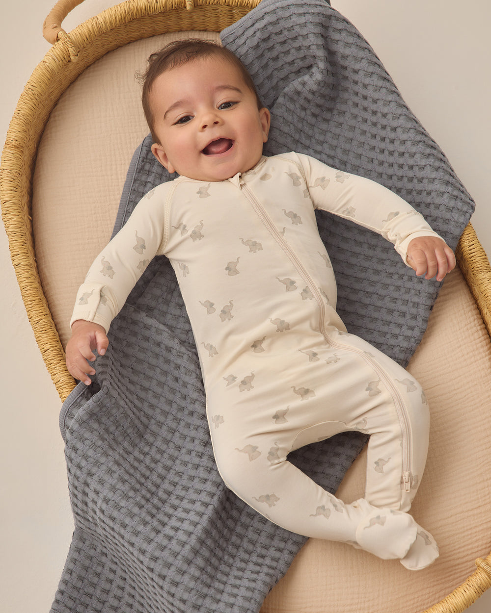 Quincy Mae Elephants Bamboo Footie model