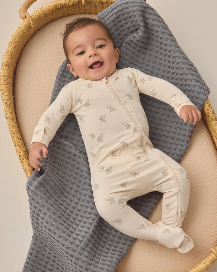 Quincy Mae Elephants Bamboo Footie model