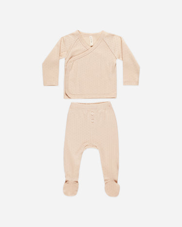 Quincy Mae Wrap Top & Pant Set in Shell