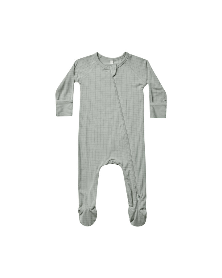 Quincy Mae Grid Bamboo Zip Footie