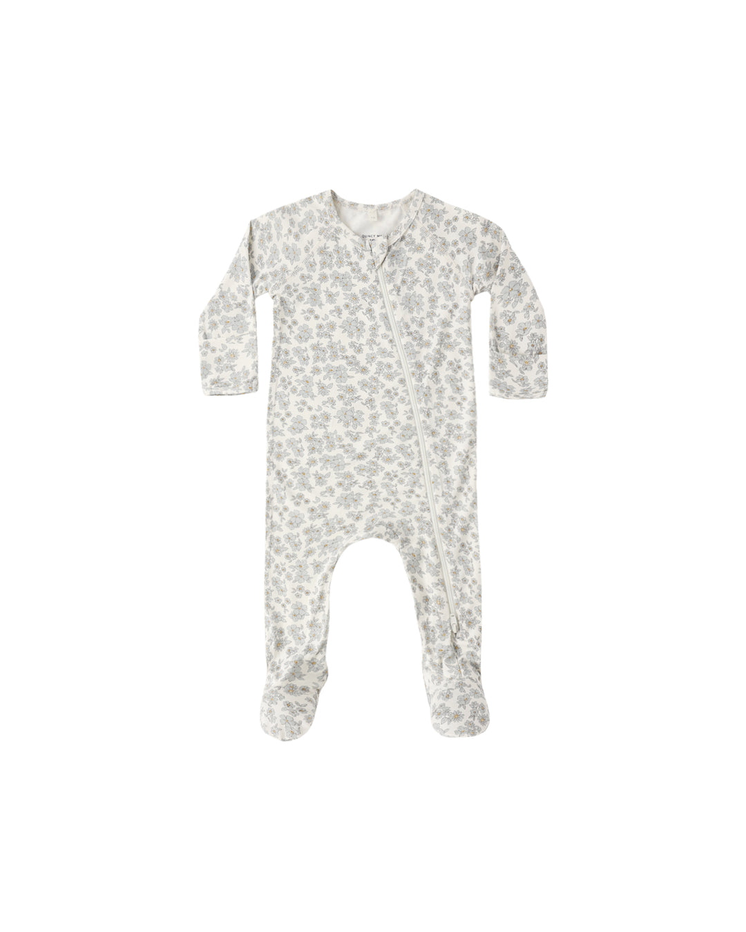 Quincy Mae Blue Floral Bamboo Footie
