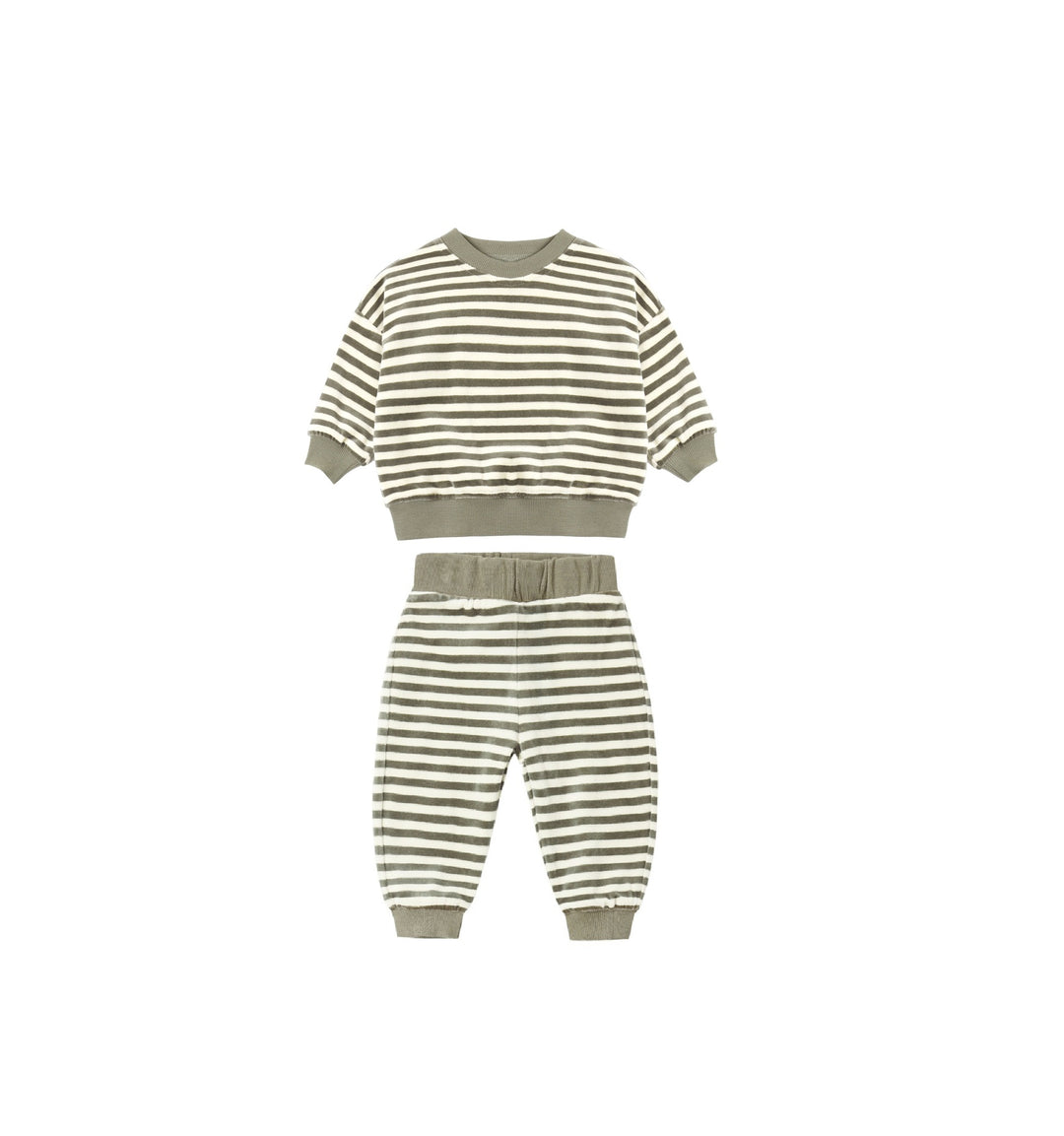 Quincy Mae Spruce Striped Velour Relaxed Set
